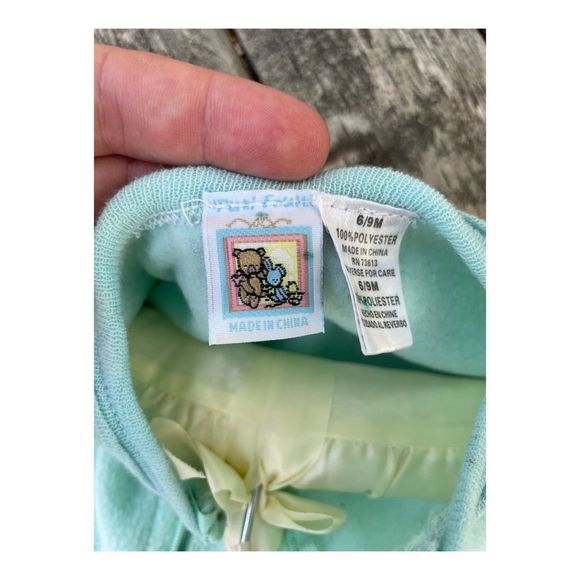 Vintage Green Fleece Footy Sleeper Full Zip 6-9 Months - Picture 6 of 9